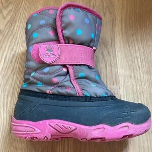 GUC Kamik Snowbug 6 polka dot snow boots, size 10